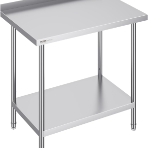 24 X 36 X 36 Inch Stainless Steel Work Table, Commercial Food Prep Worktable Heavy Duty Prep Worktable, Metal Work Table with Adjustable Height for Restaurant, Home and Hotel