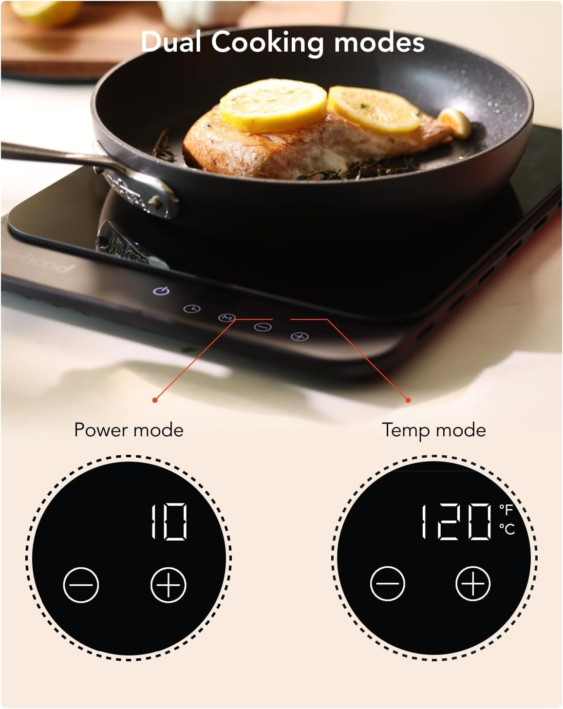 Ultra-Slim Induction Cooktop, Portable Countertop Hot Plate Burner | Compact 120V Induction Burner with Copper Coil, 10 Power Levels, 140-464°F Temp Control, Cookware Detection and Shutoff - Image 7