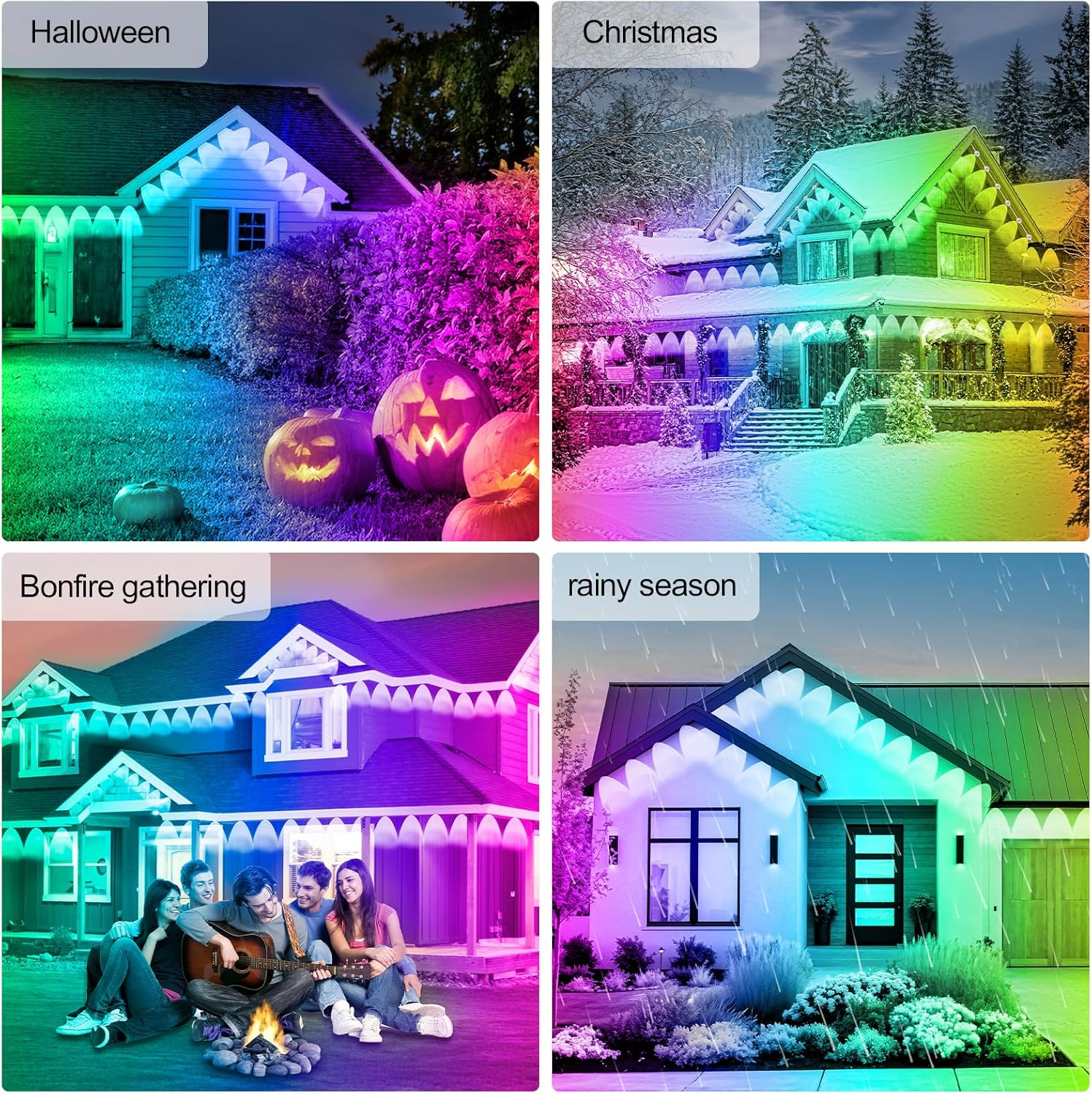 300FT Permanent Outdoor RGB Lights - IP67 Waterproof with Smart App Control Remote,Diy Scene Modes, Music Synchronization,Eaves Lights for Garden Decor,Deck,Christmas - Image 7