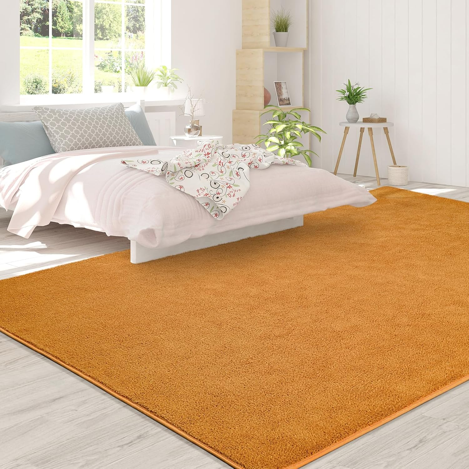 Area Rugs for Bedroom Living Room, 4X6 Orange Super Soft Comfy Thickened Memory-Foam Indoor Carpets, Modern Aesthetic Minimalist Carpet for Boys Girls Adults Apartment Nursery Home Décor - Image 4