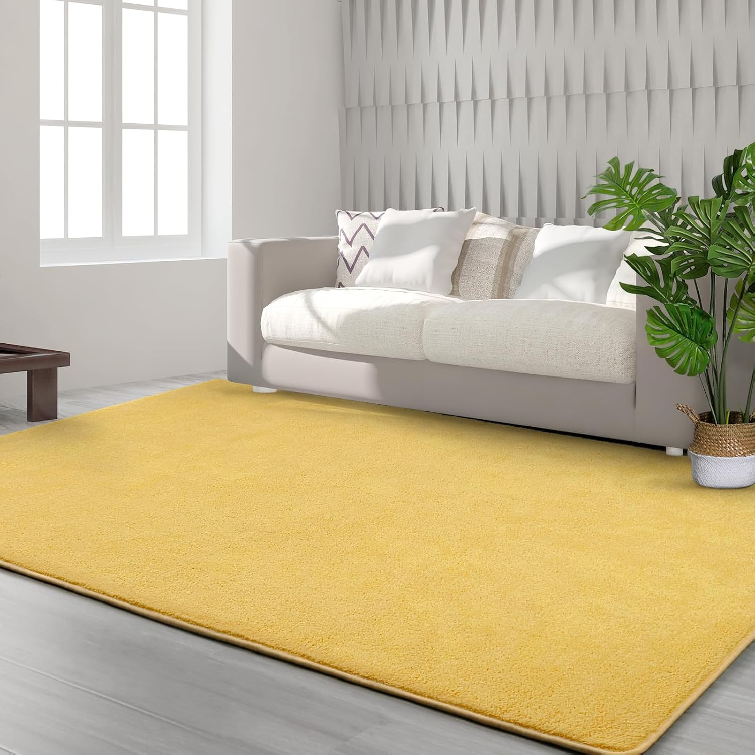 Area Rugs for Bedroom Living Room, 4X6 Yellow Super Soft Comfy Thickened Memory-Foam Indoor Carpets, Modern Aesthetic Minimalist Carpet for Boys Girls Adults Apartment Nursery Home Décor - Image 8