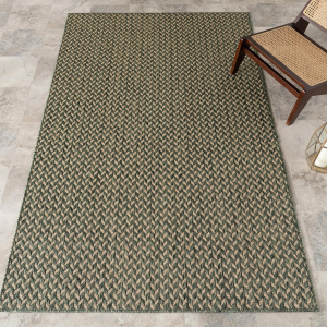 Outdoor Performance Camryn Green/Brown, 5' X 8', Herringbone, Soft, High Traffic, Stain Resistant, Easy Clean, Durable Area Rug for Indoor/Outdoor Patio, Deck, Porch, Garden, Courtyard