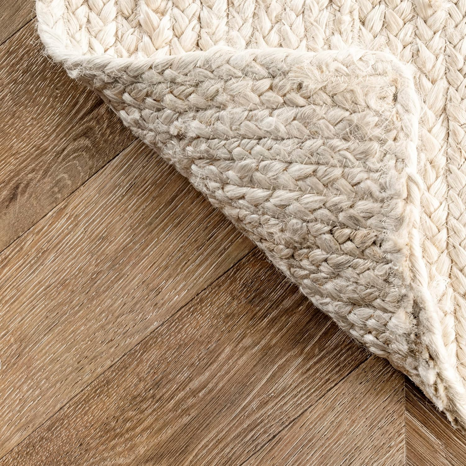 8 round Rigo Jute Hand Woven Area Rug, off White, Solid Farmhouse Design, Natural Fiber, for Bedroom, Living Room, Dining Room, Hallway, Office, Kitchen, Entryway - Image 5