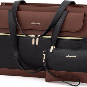 Laptop Bag for Women, Black- Brown