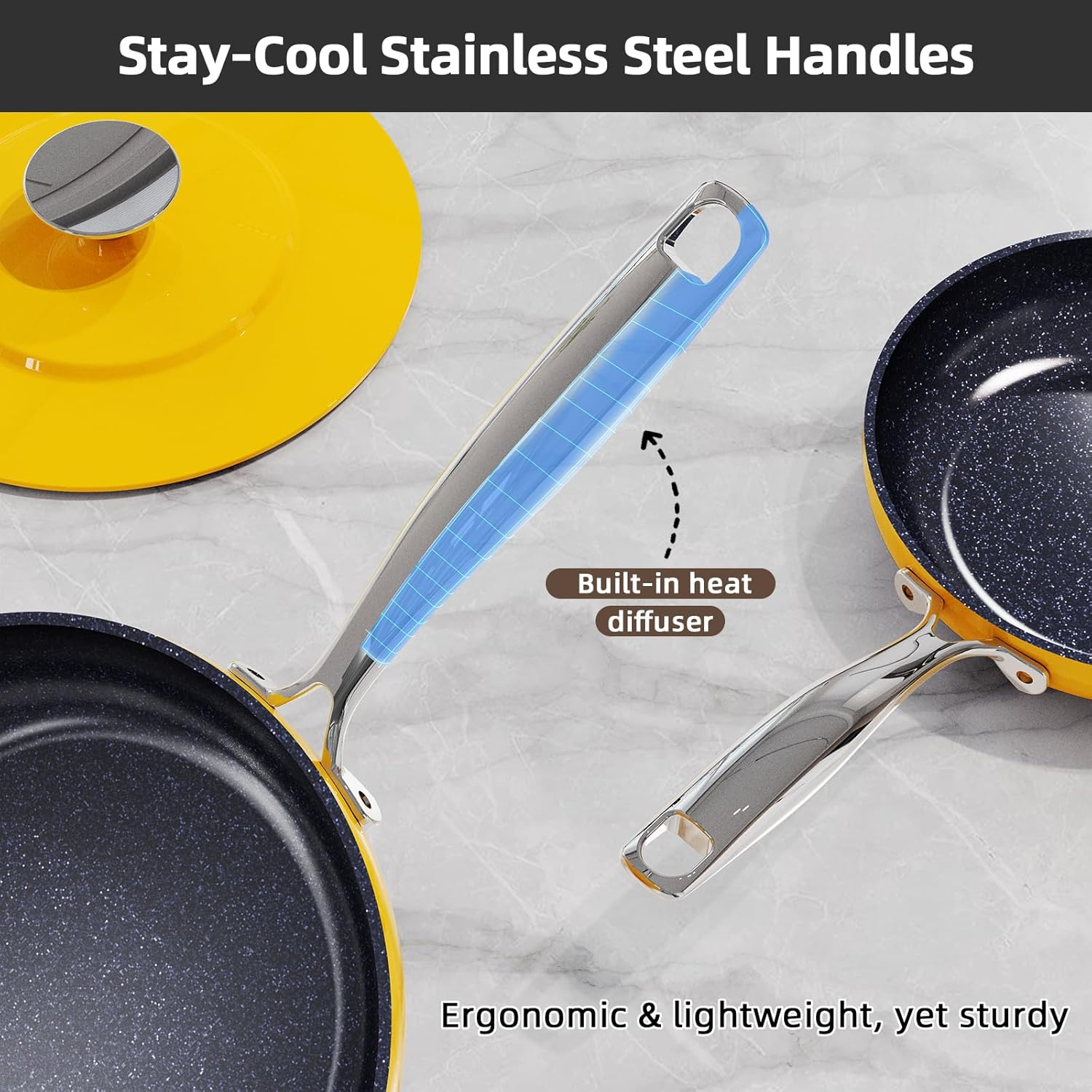 Lux 13Pc Forged Lightweight Cookware Set PFAS Free, Healthy G10 Duralon Ceramic Coating, Ultra Non-Stick, Stay-Cool Handles, Works on All Cooktops & Induction Ready - Image 7