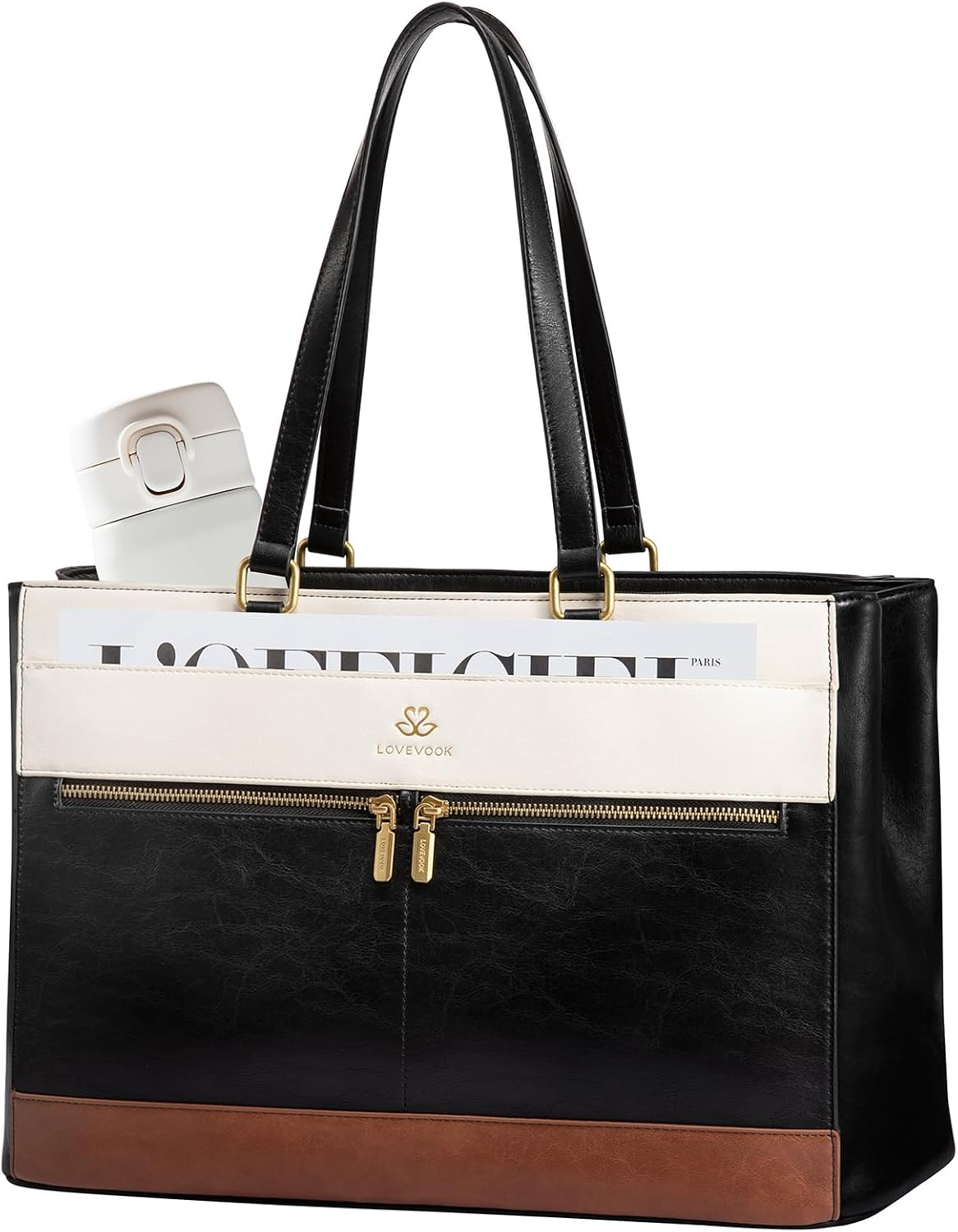 Laptop Bag for Women,15.6 Inch Vintage Work Tote Bags for Women,Leather Teacher Bag,Large Handbag Computer Briefcase