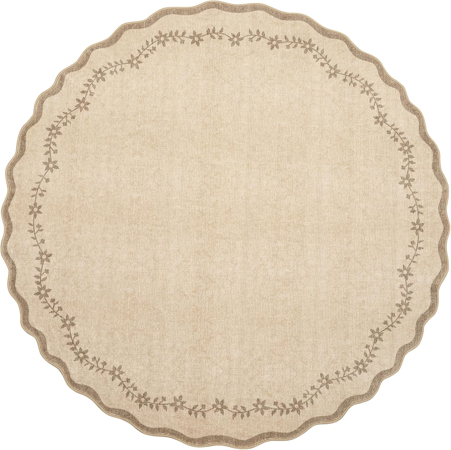 round Area Rugs 8Ft for Living Room, Large Solid Jute Washable Circle Rug Soft Non Slip Forest Animal Print Floor Mat Tan Carpet Indoor Thin Rug for Bedroom Dining Room Playroom Nursery - Image 3
