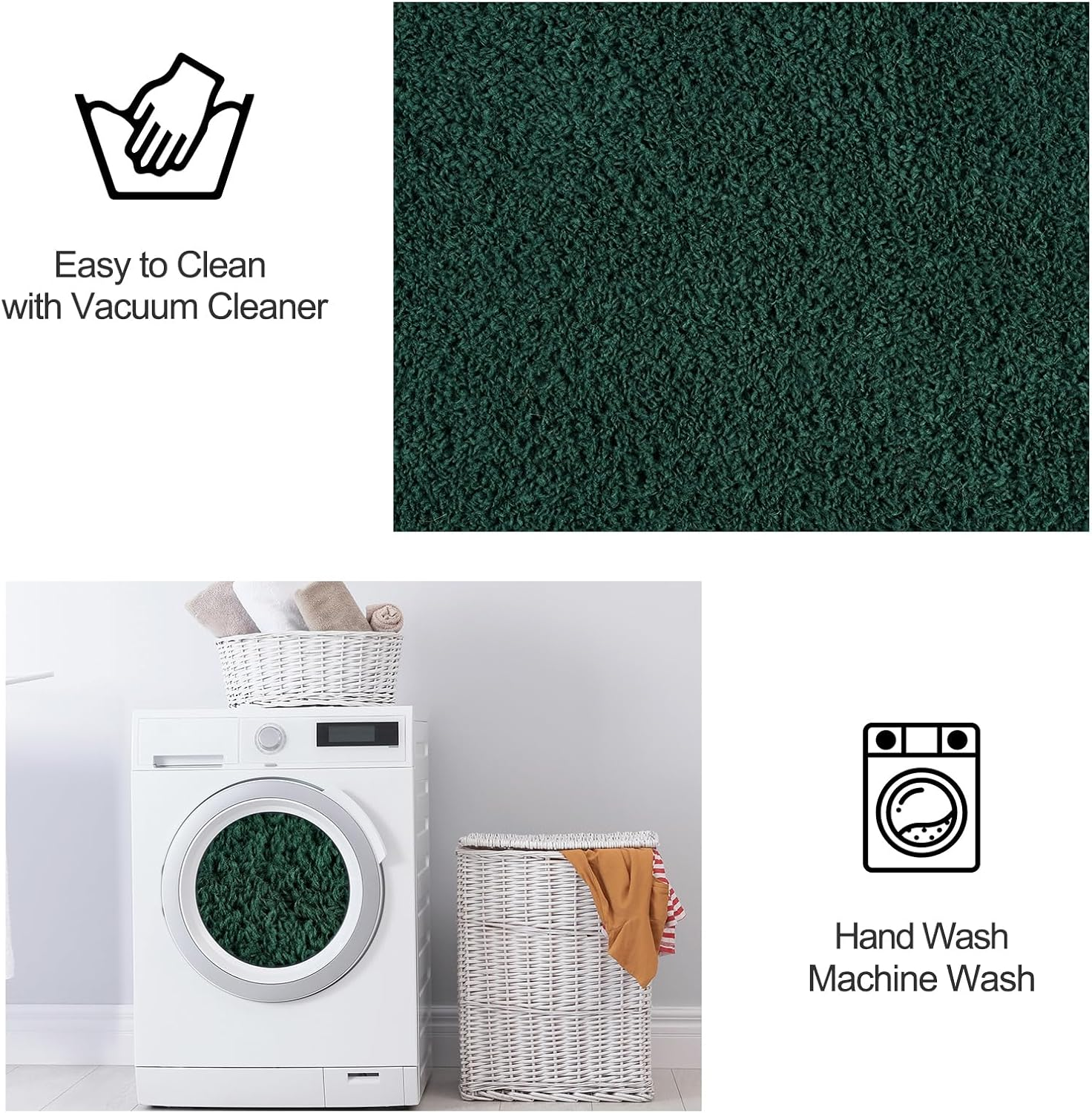Area Rugs for Bedroom Living Room, 5X8 Dark Green Super Soft Comfy Thickened Memory-Foam Indoor Carpets, Modern Aesthetic Minimalist Carpet for Boys Girls Adults Apartment Nursery Home Décor - Image 6