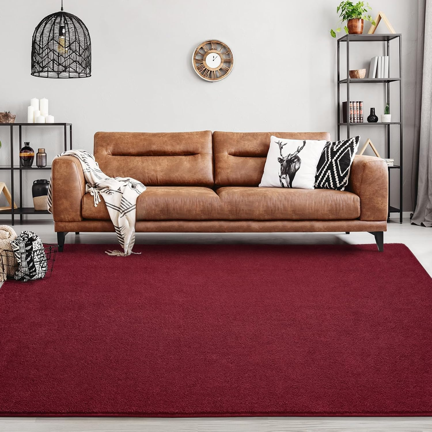 Area Rugs for Bedroom Living Room, 7X10 Rose Red Super Soft Comfy Thickened Memory-Foam Indoor Carpets, Modern Aesthetic Minimalist Carpet for Boys Girls Adults Apartment Nursery Home Décor - Image 9