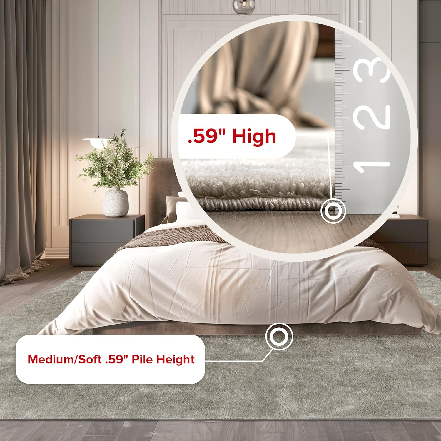 6' X 9' Cozy Plush Superiorwash Area Rug, Machine Washable, Non-Slip, Soft Fluffy Shag Carpet for Living Room Bedroom Kids Room Nursery Home Decor, Loni Beige - Image 2