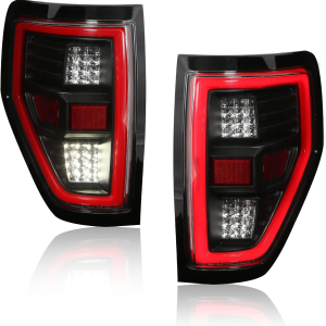 LED Tail Lights Assembly Comaptible with 2009-2014 F 150, Signal/Runnning Light Clear Glass/Transparentlamp Shade Matte Black Cover Left and Right Sides