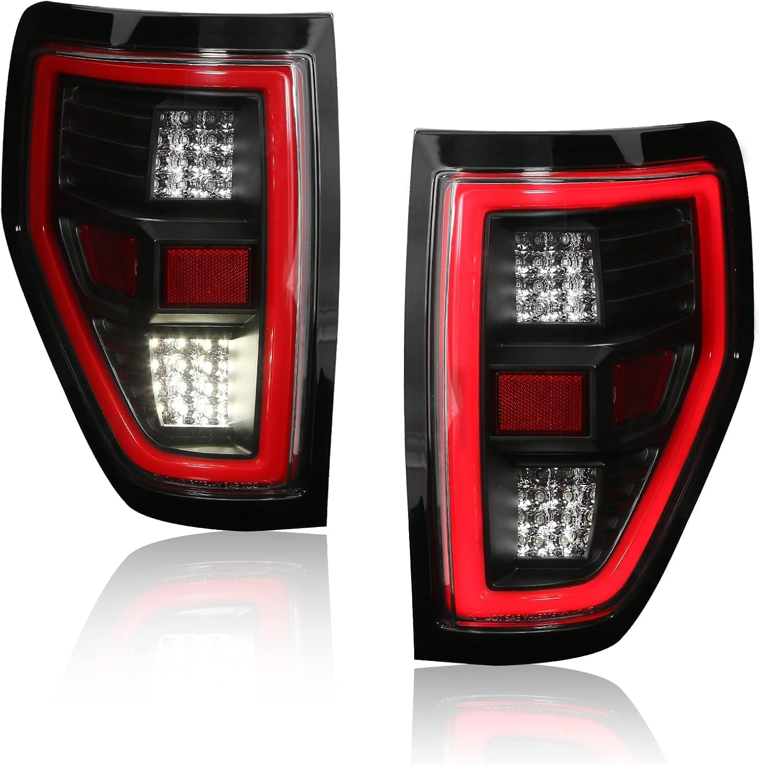 LED Tail Lights Assembly Comaptible with 2009-2014 F 150, Signal/Runnning Light Clear Glass/Transparentlamp Shade Matte Black Cover Left and Right Sides