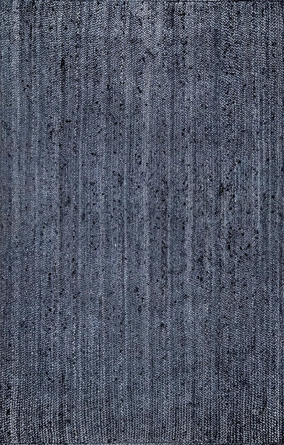 8X10 Rigo Jute Hand Woven Area Rug, Navy, Solid Farmhouse Design, Natural Fiber, for Bedroom, Living Room, Dining Room, Hallway, Office, Kitchen, Entryway - Image 3