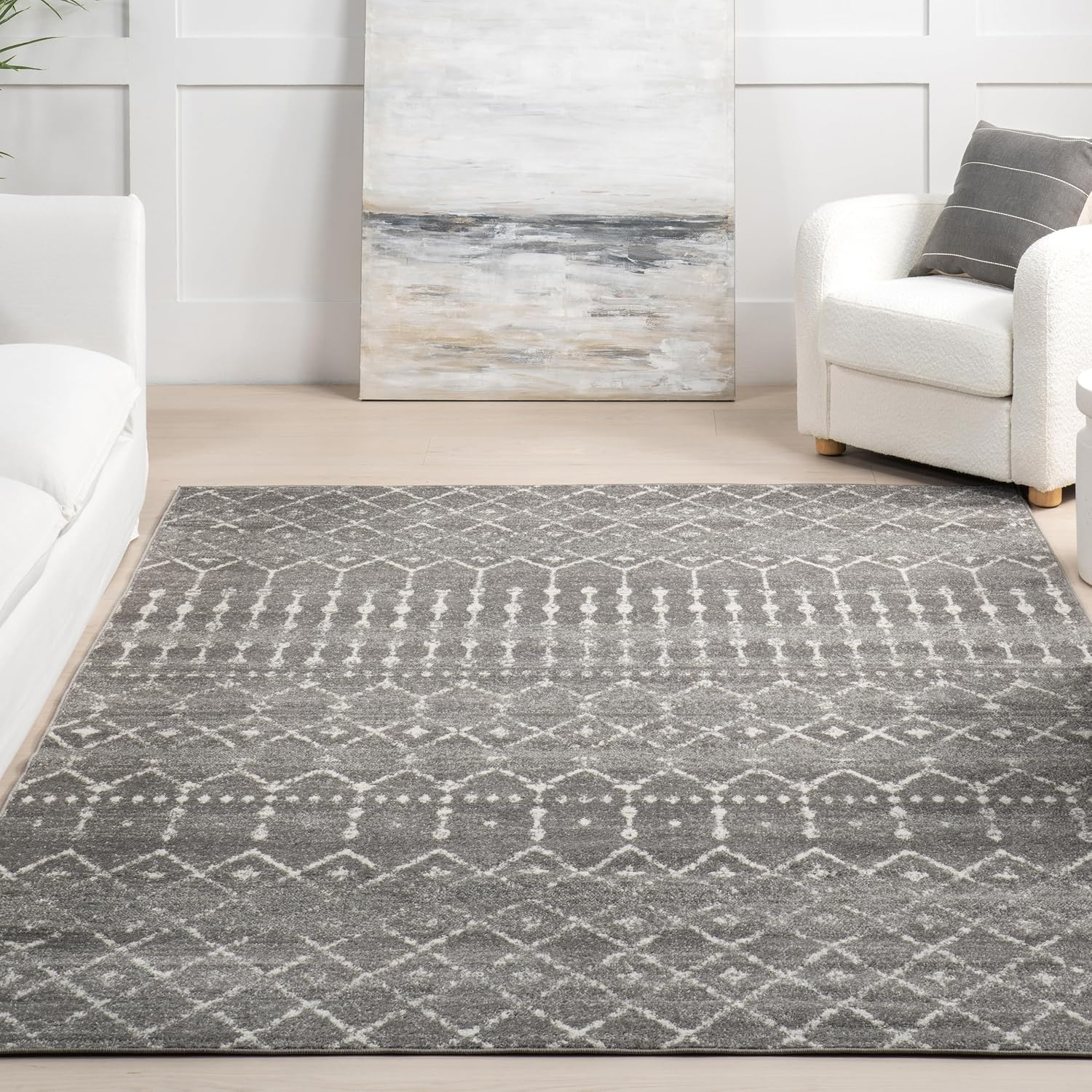 2X12 Moroccan Blythe Area Rug, Dark Grey, Faded Bohemian Design, Stain Resistant, for Bedroom, Dining Room, Living Room, Hallway, Office, Kitchen, Entryway - Image 9