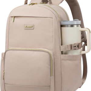 Laptop Backpack for Women with Pouch Pocket for Large Capacity Cup,15.6 Inch Laptop Computer Bag Travel Backpack Purse,Waterproof Work Business Backpack College Teacher Bags,Nude