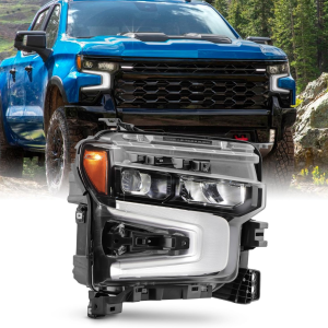 - Fits 2022-2024 Chevy Silverado 1500 ZR2 Full LED Projector Black Headlight Passenger W/Drl Switchback Signal