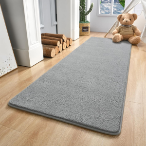 2X8 Long Runner Rug, Grey Bedroom Bedside Runner Rug Living Room Carpet Area Throw Rugs for Hallway Soft Indoor Memory Foam Rugs for Teen Kids Classroom Nursery Dorm Laundry Room Decor