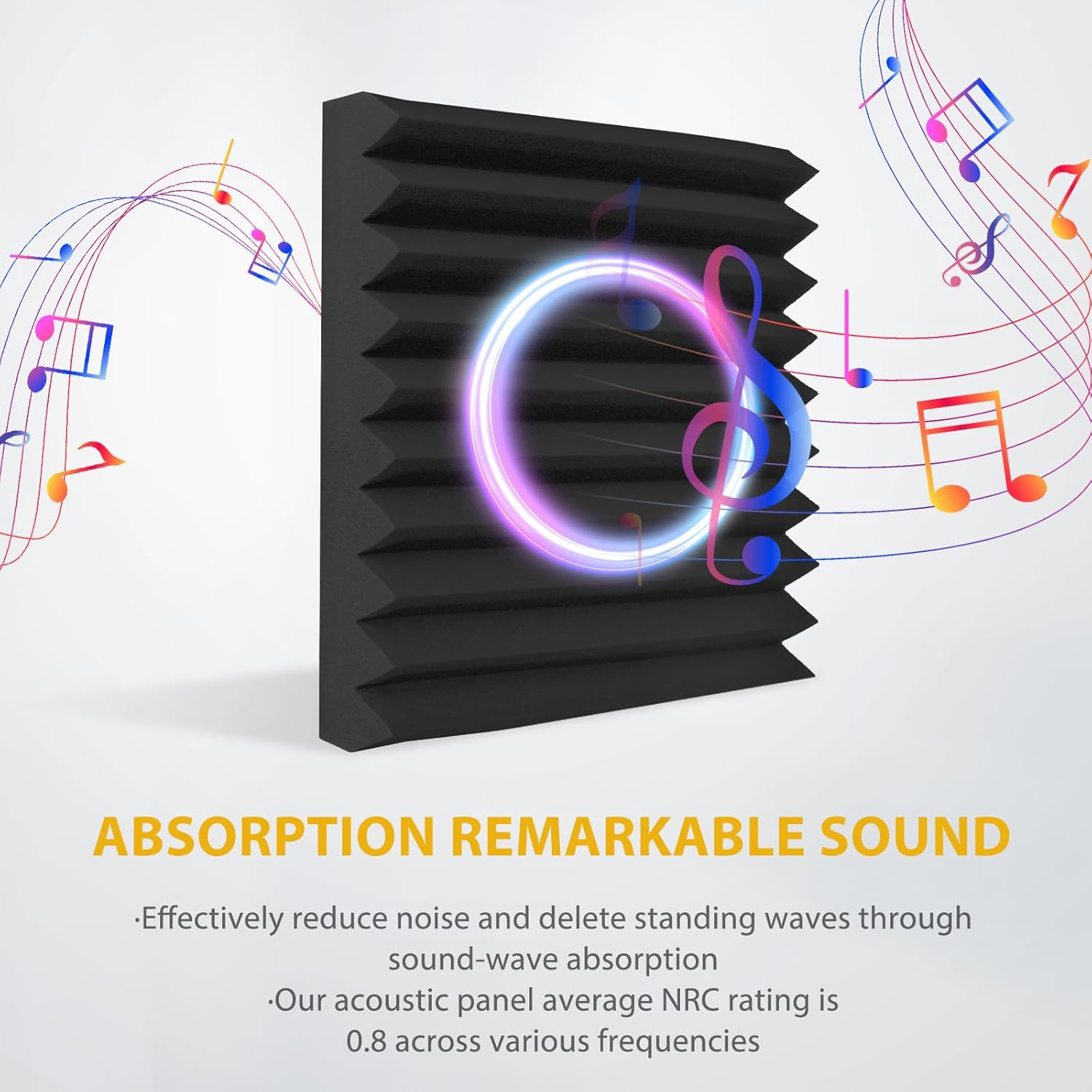 Acoustic Foam Panels Sound Absorbing 12 Pack - 1" X 12"X 12" Sound Proof Panels Noise Reducing for Walls, High Density Sound Deadening Panels Black Wedge for Studio Recording & Office & Home - Image 3