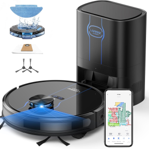 Robot Vacuum and Mop, 8000Pa Robotic Vacuum with Self-Emptying Base, Lidar Navigation, Smart Mapping, 60 Days Capacity, 180Mins Runtime, Ideal for Pet Hair, Hard Floor, Carpets