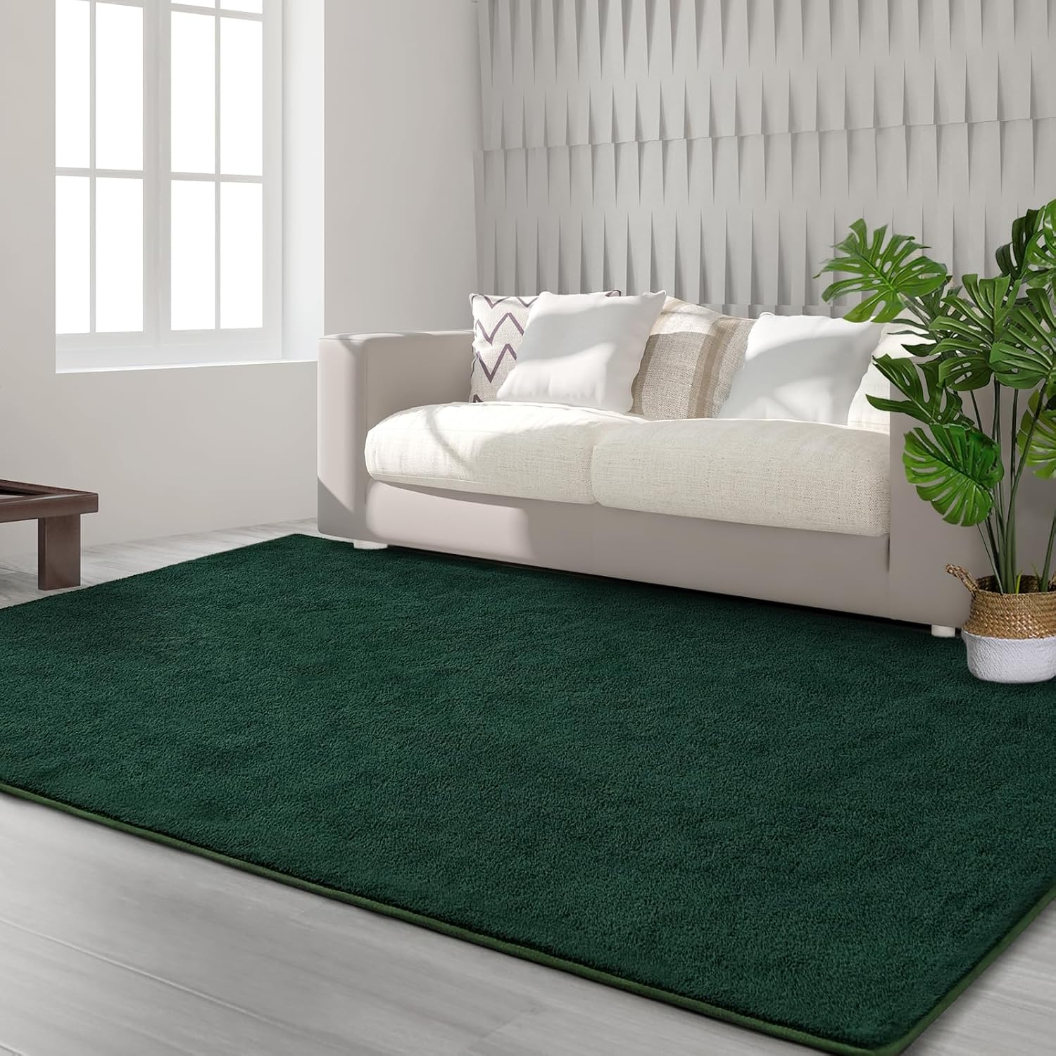 Area Rugs for Bedroom Living Room, 7X10 Dark Green Super Soft Comfy Thickened Memory-Foam Indoor Carpets, Modern Aesthetic Minimalist Carpet for Boys Girls Adults Apartment Nursery Home Décor - Image 8