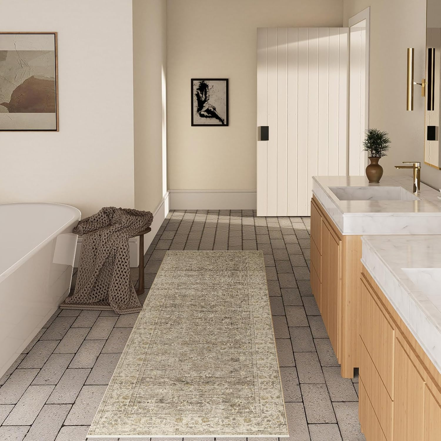 Washable Kitchen Rug Runners for Hallways: 2'X10' Bedroom Runner Rug Non Slip Low-Pile Stain Resistant Soft Indoor Floor Carpet Runner for Indoor Entryway Hallways Kitchen Laundry Room Farmhouse - Image 5