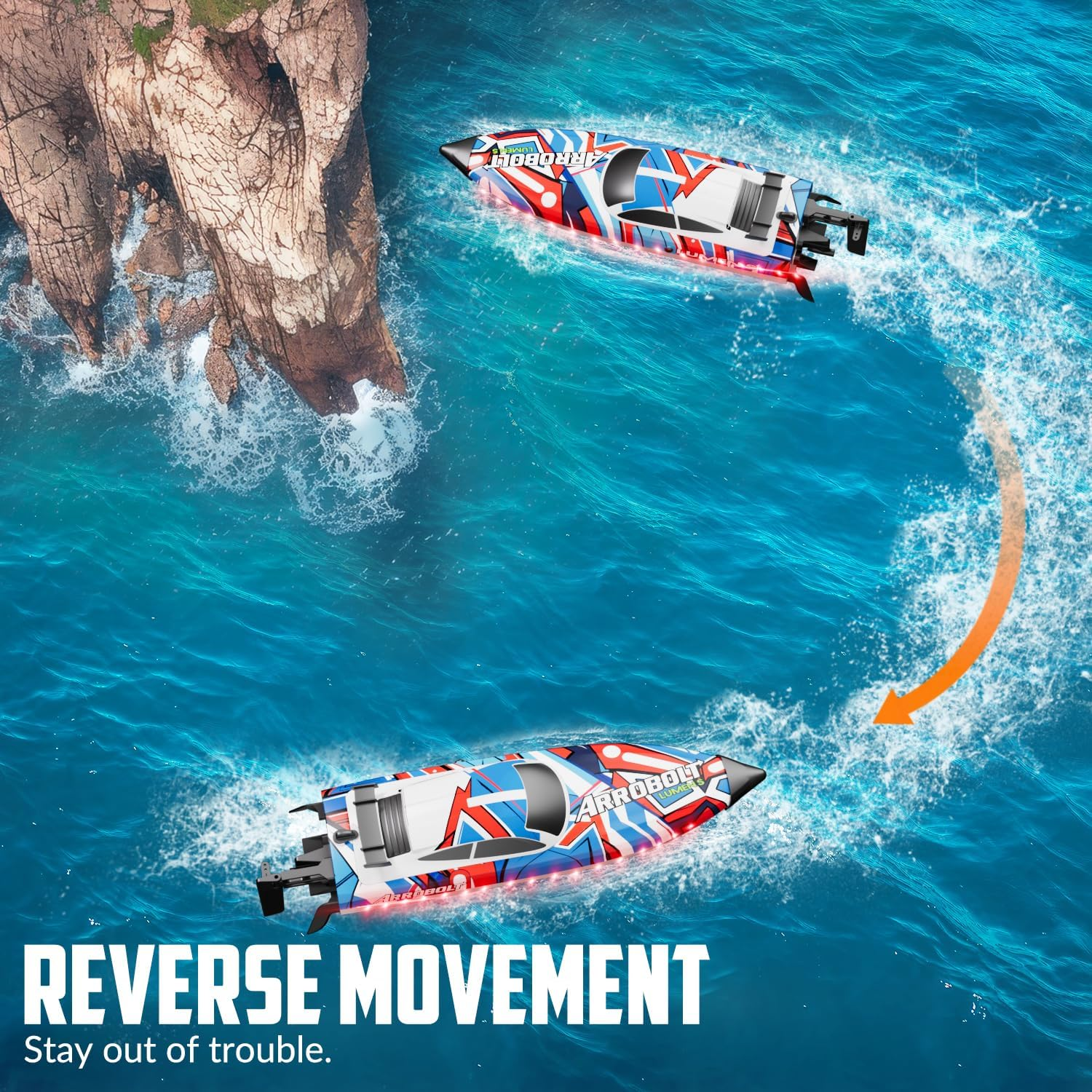 Brushless RC Boats for Adults, 35+MPH Fast Remote Control Boat for Lakes, Full Proportional Boats High Speed RC Boat for Adults (Red) - Image 4