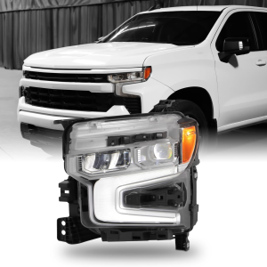 - Fits 2022-2024 Chevy Silverado 1500 LT RST [FULL LED] Projector Chrome Headlight Driver W/Drl Tube Amber Signal
