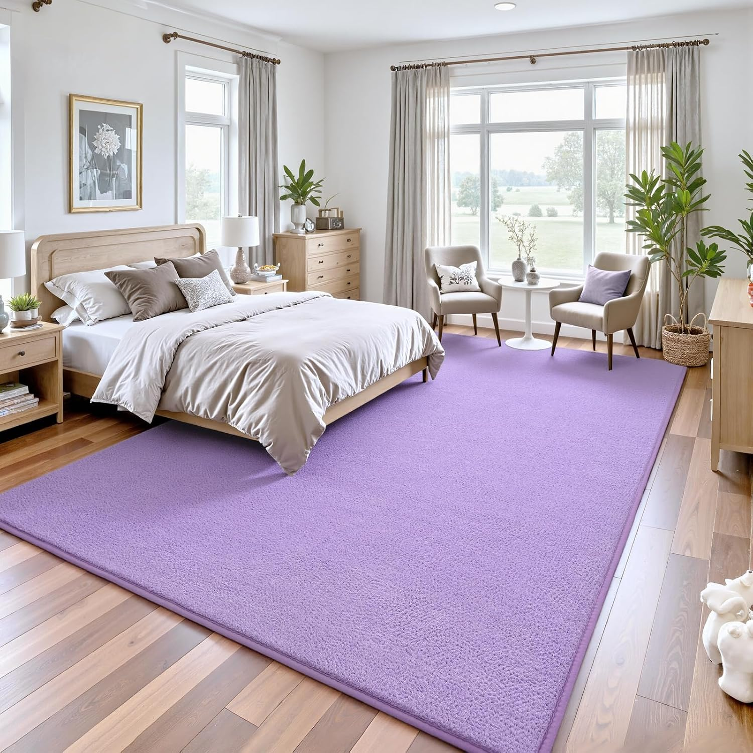 5X7 Purple Area Rugs for Bedroom, Soft Modern Living Room Rug Indoor Non Slip Low Pile Washable Rug Fluffy Fuzzy Memory Foam Carpets Throw Rugs for Kids Nursery Classroom Dorm Room Decor - Image 5