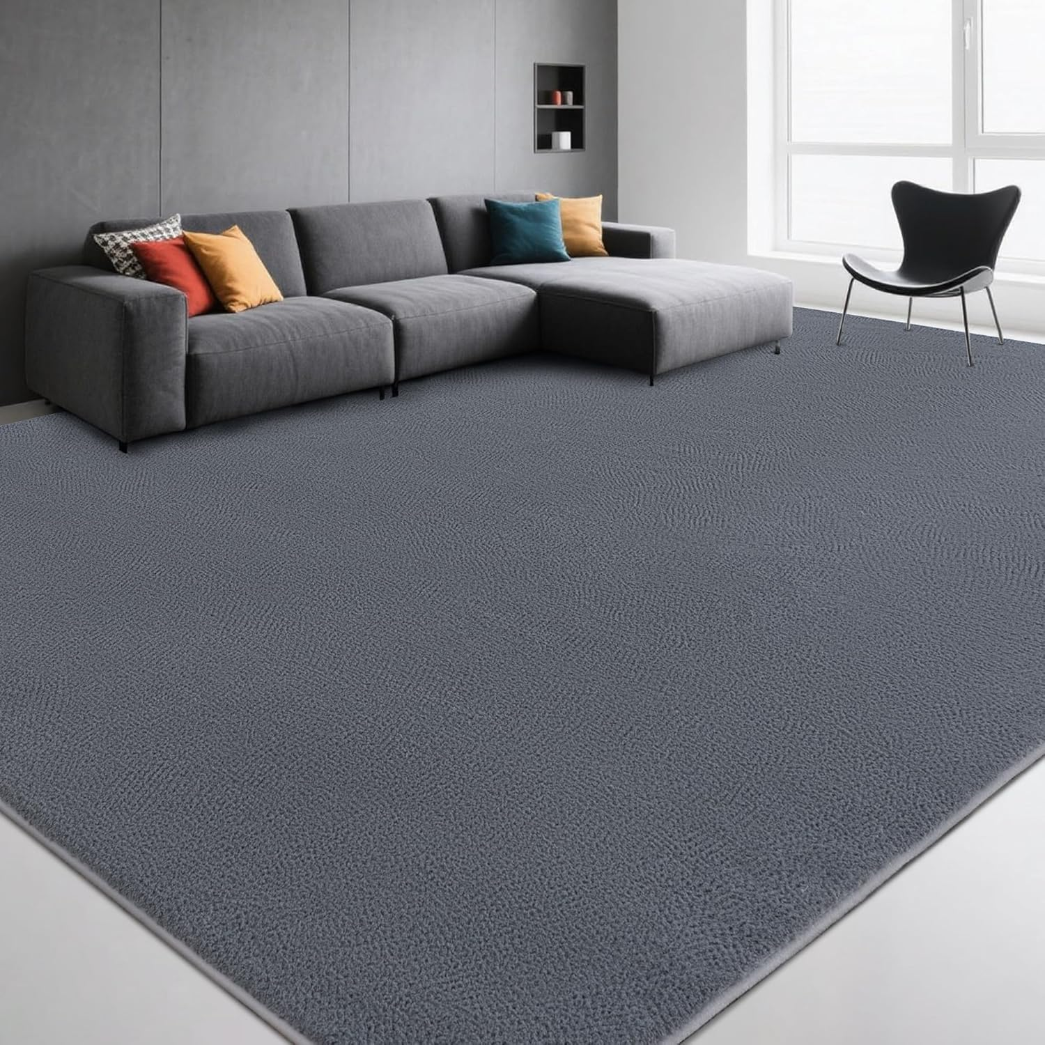 Large Modern Area Rugs for Living Room Bedroom, 6X9 Feet Grey Ultra Soft Thickened Memory-Foam Indoor Rug, Comfy Aesthetic Solid Minimalist Carpets for Girls Boys Nursery Dorm Home Decor - Image 2