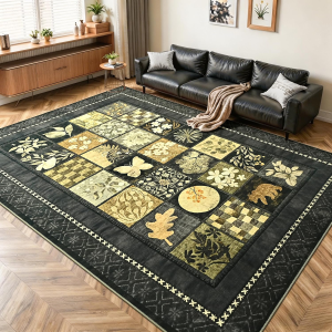 8X10 Area Rugs for Living Room, Modern Large Geometric Rug for Bedroom, Washable Patchwork Rug Indoor Non Slip Throw Carpets for Dining Room Office Farmhouse Home Decor, Dark Grey