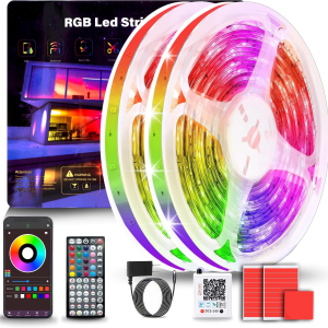 Led Lights for Bedroom 200FT (2 Rolls of 100Ft), Color Changing RGB Led Strip Lights with 60 Keys Remote and App Control, Music Sync Led Lights for Room Kitchen Party Home Decor