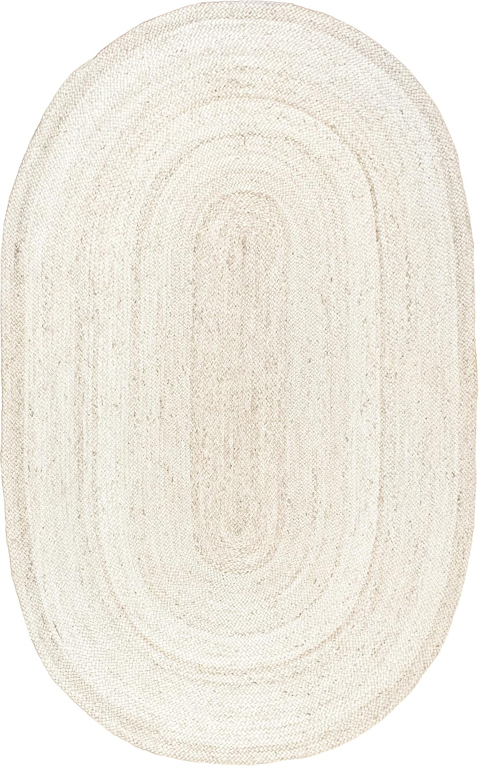 Oval 5X8 Rigo Jute Hand Woven Area Rug, off White, Solid Farmhouse Design, Natural Fiber, for Bedroom, Living Room, Dining Room, Hallway, Office, Kitchen, Entryway - Image 3