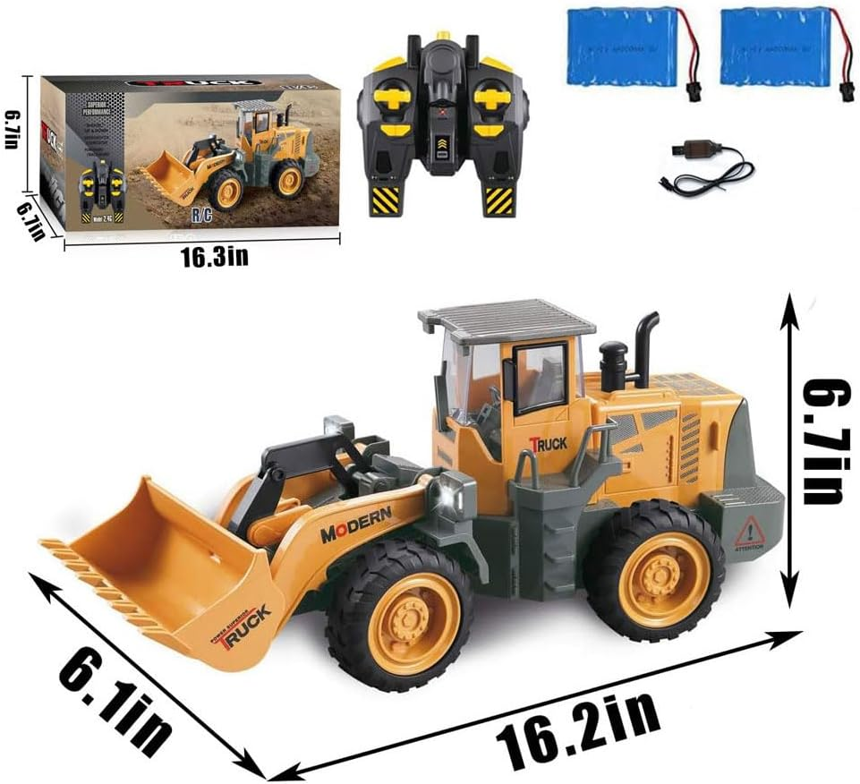 RC Wheel Loader 1/14 9CH Remote Control Construction Vehicle Tractor 2.4G Articulated Dozer Front Loader Bulldozer Crawler with Lights & Sound Engineering Truck 2 Batteries Toys for Kids 6+ - Image 7
