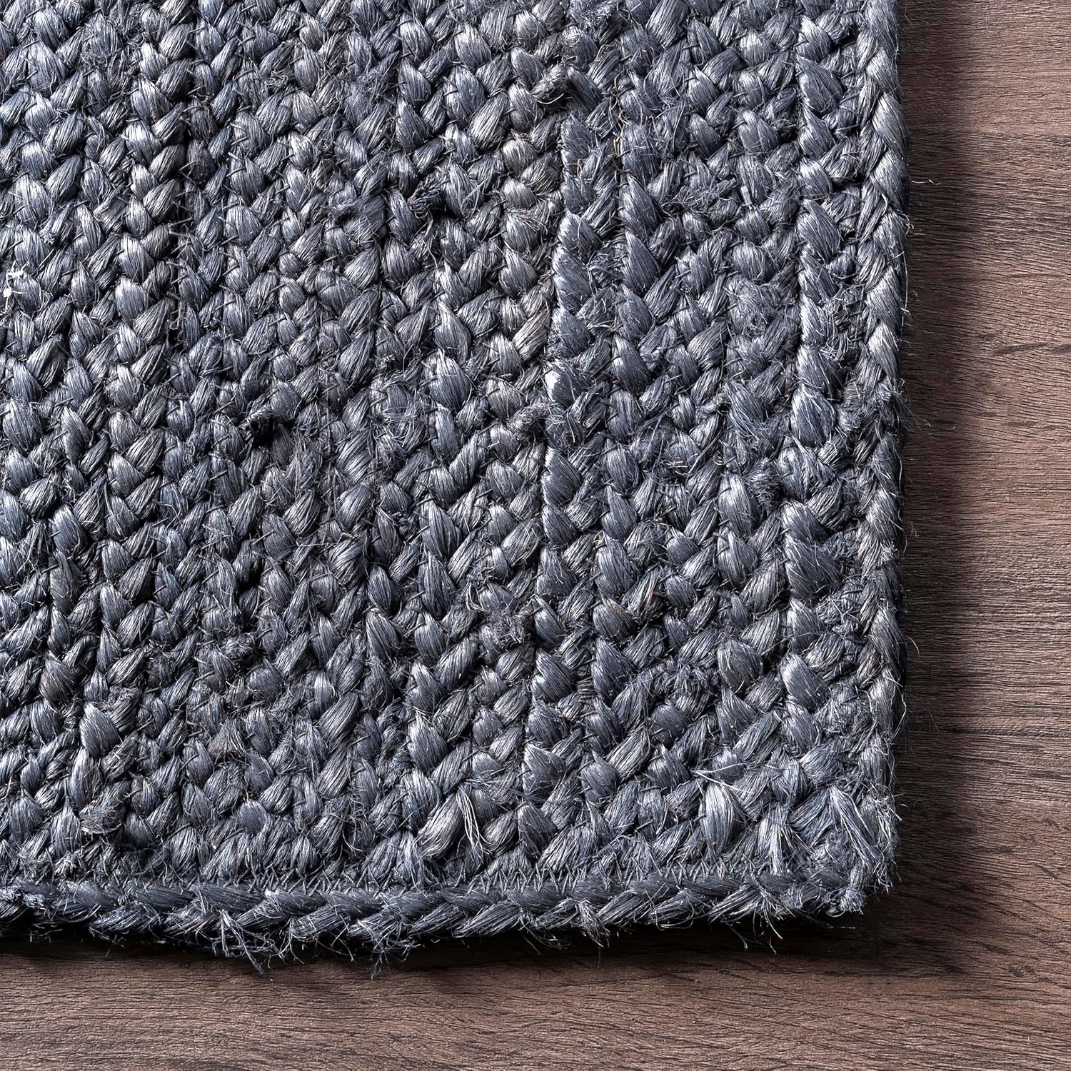 8 round Rigo Jute Hand Woven Area Rug, Navy, Solid Farmhouse Design, Natural Fiber, for Bedroom, Living Room, Dining Room, Hallway, Office, Kitchen, Entryway - Image 4
