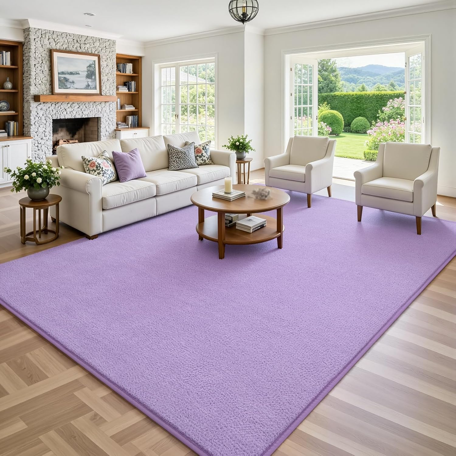 5X7 Purple Area Rugs for Bedroom, Soft Modern Living Room Rug Indoor Non Slip Low Pile Washable Rug Fluffy Fuzzy Memory Foam Carpets Throw Rugs for Kids Nursery Classroom Dorm Room Decor - Image 4