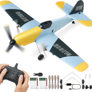 RC Plane, 2.4GHZ 3 Channel RC Airplane with 6-Axis Gyro Stabilizer&2 Batteries, Ready to Fly BF-109 Fighter Aircraft Plane Toy for Adults Beginners Kids Birthday/Xmas Gift
