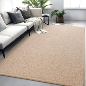 Rugs for Bedroom Living Room, 4X6 Ft Beige Area Rug, Washable Memory Foam Indoor Carpet, Modern Aesthetic Minimalist Non-Slip Carpets for Boys Girls Adults Home Decor