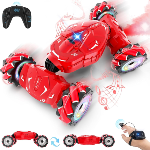 RC Stunt Cars, Gesture Sensing Remote Car Toys for 6-12 Boys Girls, 2.4Ghz Hand Remote Control Car with Spray Lights Music 360° Rotation 4WD Off-Road, Birthday Xmas Gifts for Kids Age 6-12