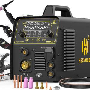 200A Plasma Cutter Welder Combo, 7 in 1 Gas Mig/Flux Core Mig/Pulse MIG/HF Tig/Stick/Cut/Spot, 110/220V Aluminum Welding Machine Multiprocess Welder with Synergic Mode
