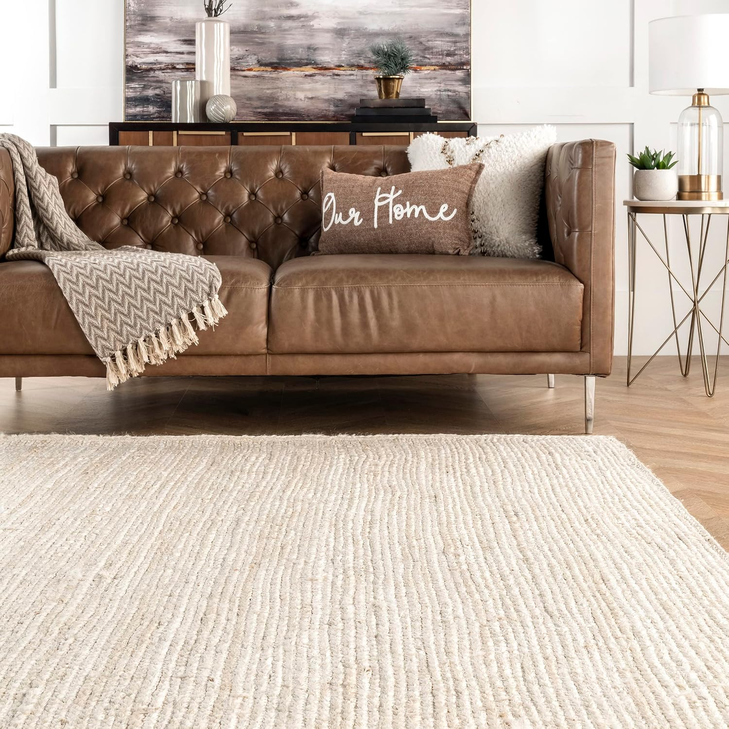 8 round Rigo Jute Hand Woven Area Rug, off White, Solid Farmhouse Design, Natural Fiber, for Bedroom, Living Room, Dining Room, Hallway, Office, Kitchen, Entryway - Image 7