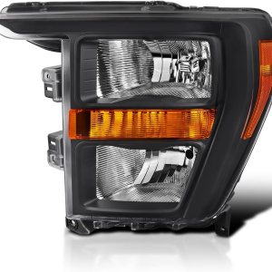 Black Driver Left Side Halogen Type Headlight Compatible with 2021-2023 Ford F150 Head Lamp Assembly