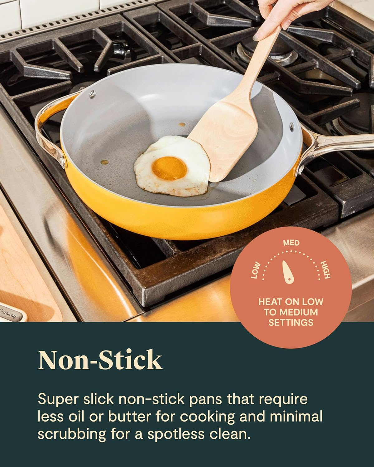 Caraway Non-Stick Ceramic Cookware Set (12 Piece) Pots, Pans, Lids and Kitchen Storage - PFAS & PFOA Free - Oven Safe Pan Set & Compatible with All Stovetops - Black - Image 5