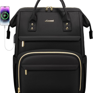 Laptop Backpack,15.6 Inch Professional Womens Purse Computer Bag Nurse Teacher Backpack,Waterproof College Work Bags Carry on Travel Back Pack with USB Port,Black