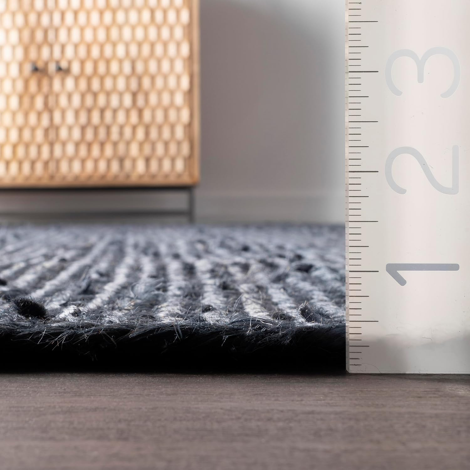 2X8 Rigo Jute Hand Woven Area Rug, Navy, Solid Farmhouse Design, Natural Fiber, for Bedroom, Living Room, Dining Room, Hallway, Office, Kitchen, Entryway - Image 2