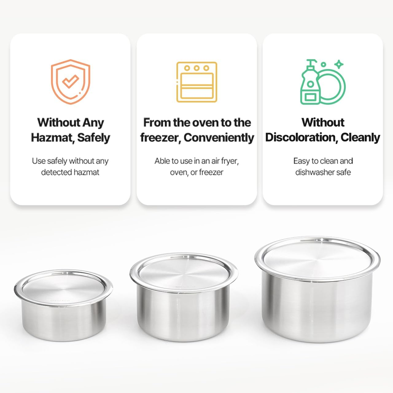 Cake 5PCS Stainless Steel Food Storage Containers with Lids 5PCS Canister Set Kitchen Appliances Dishwasher Safe Premium South Korea - Image 3