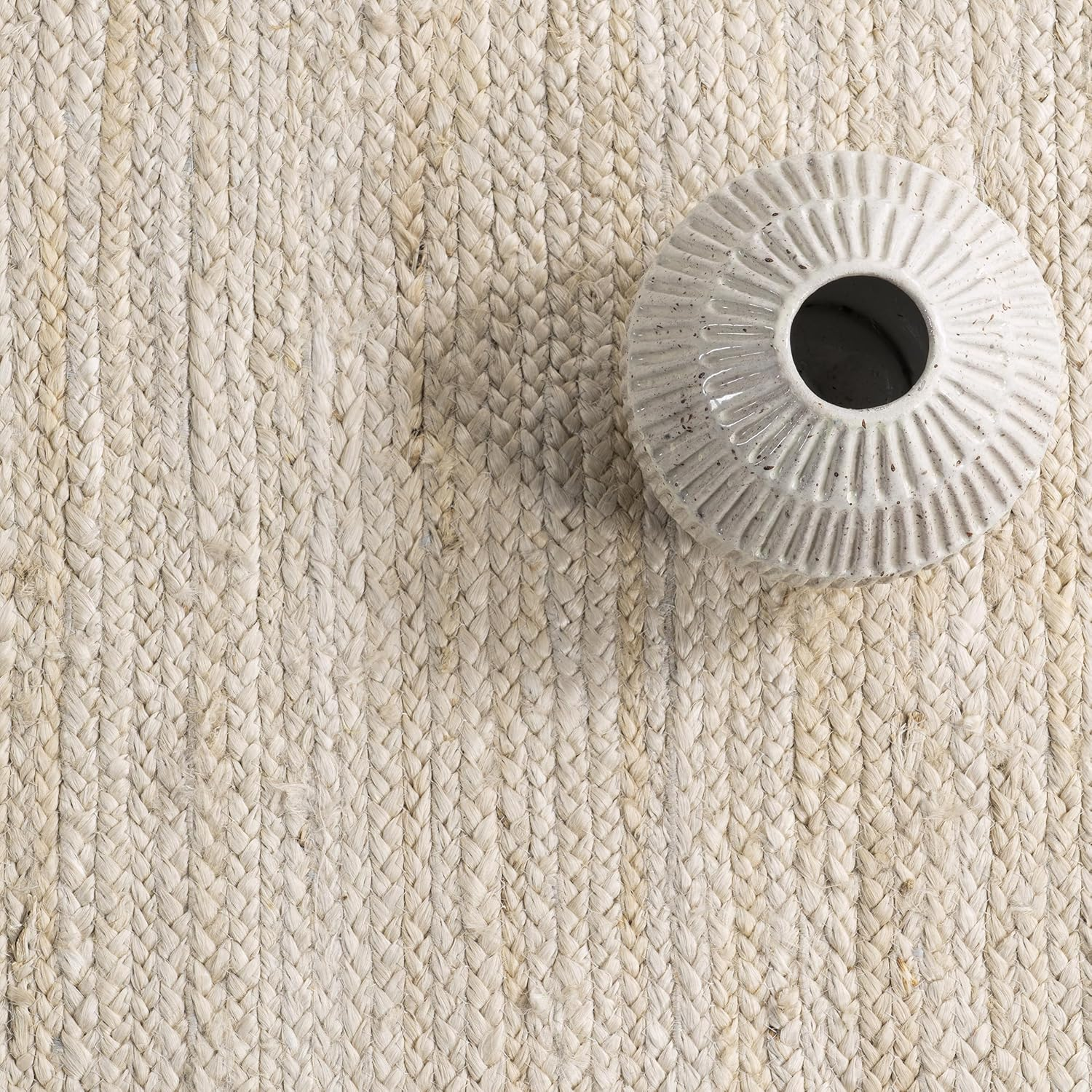 7 round Rigo Jute Hand Woven Area Rug, off White, Solid Farmhouse Design, Natural Fiber, for Bedroom, Living Room, Dining Room, Hallway, Office, Kitchen, Entryway - Image 6