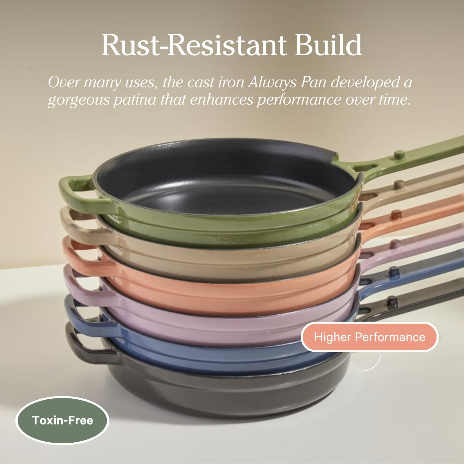 Our Place Cast Iron Always Pan | Premium Enameled, Toxin-Free Surface | 10-Inch 8-In-1 Multifunctional Cookware System | Lid, Handle Covers | Heavy Duty Skillet | Oven & High Heat Safe | Steam - Image 4