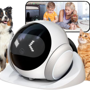 Smart 1080P Pet Camera Robot, Movable Indoor Dog & Cat Camera with Laser Toy, Auto Patrol & Recharge, Night Vision, 2-Way Talk, Home Security Cam for Baby & Elderly Care (Supports Sd/Cloud Storage)