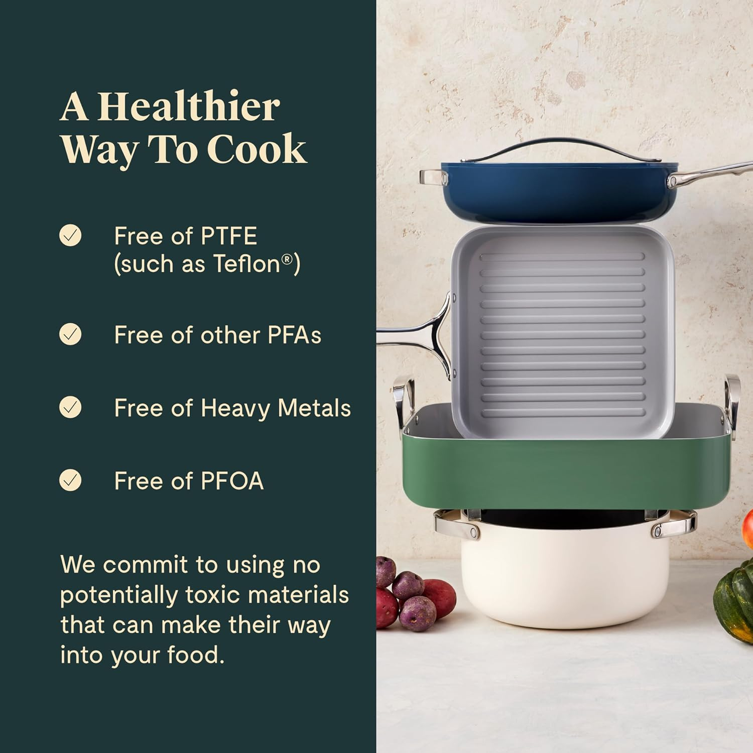 Caraway Roasting Pan - 16X13” Roasting Pan with Rack - Non-Stick Ceramic Coated - Non Toxic, PTFE & PFOA Free - Oven Safe & Compatible with All Stovetops - Navy - Image 5