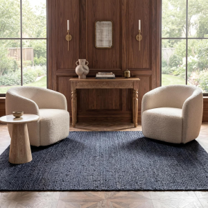 8X10 Rigo Jute Hand Woven Area Rug, Navy, Solid Farmhouse Design, Natural Fiber, for Bedroom, Living Room, Dining Room, Hallway, Office, Kitchen, Entryway